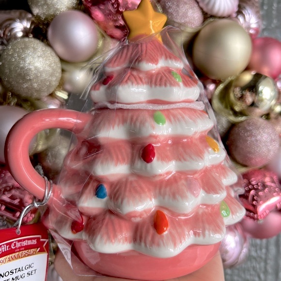 ✨NEW💖Mr Christmas Pink Christmas Tree Holiday Mug🎄 - Picture 5 of 9